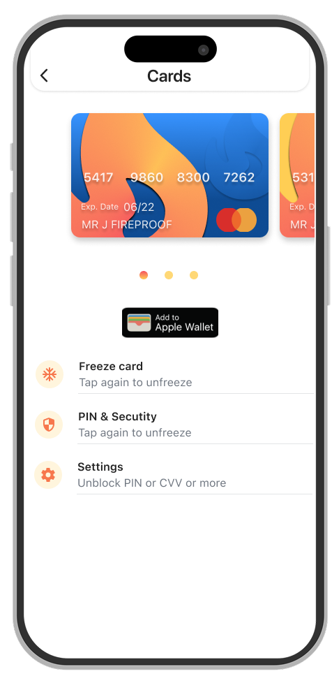 OnFire Messenger Payment Cards